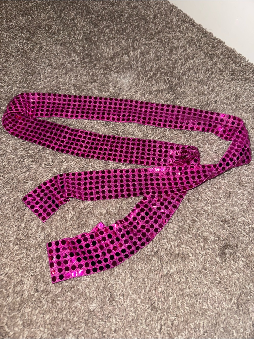 Y2K Vintage 2000s Hot Pink Sequin Ribbon Belt Headband Sash Costume